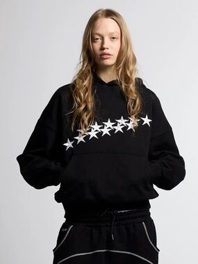 NWT Cold Culture Streetwear Stars Hoodie in Black Sz  L Men's Women's Unisex NEW